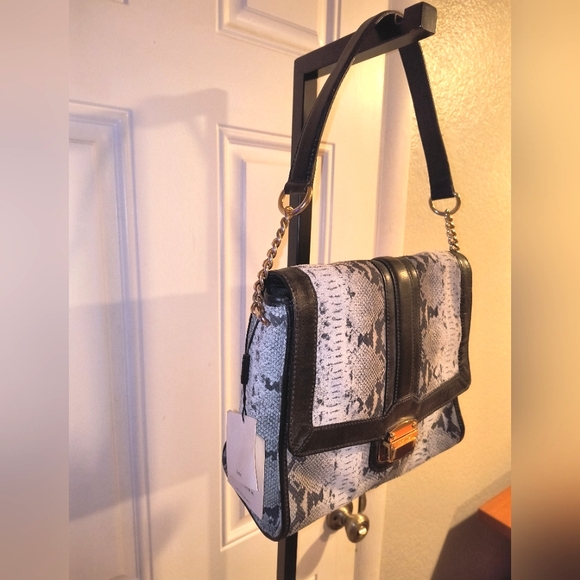 BRAND NEW Calvin Klein Embossed Suede & Leather Purse w/2 straps & Dustbag NWT - Picture 4 of 16